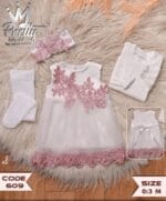 ⁦فستان سبوع 4 قطع 609145 pretty baby club⁩ - الصورة ⁦2⁩