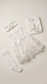 فستان سبوع 4 قطع 601 pretty baby club