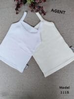 ⁦فانلة حمالة رفيعة ابيض مواليد  0-24 شهر Agent⁩ - الصورة ⁦2⁩
