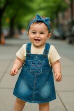 فستان جينز قطن star  مع تى شرت نص كم اصايل