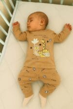 طقم كم خريفى  مواليد قطن 3804 بنجور 0-3