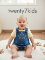 ⁦فستان جينز قطن بيبى  star  مع تى شرت نص كم اصايل⁩ - الصورة ⁦3⁩