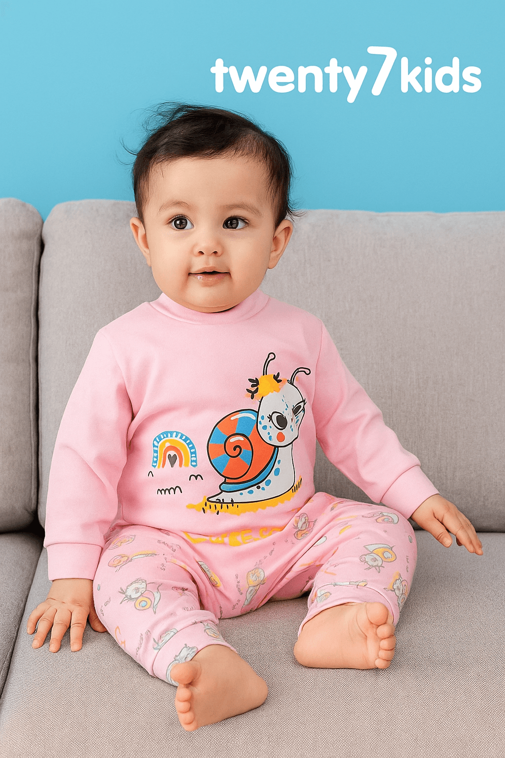 طقم_تتقيل_شتوى_مبطن طقم تتقيل طباعة منقوش م6-12 شهر STAR KIDS - الصورة 1