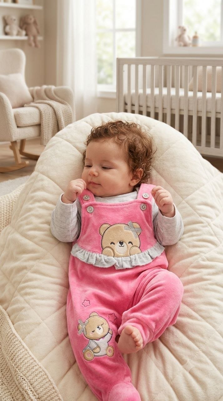 photo_2026-08-01_15-51-08 سالوبيت قطيفة Bear للمواليد 7001البنات قطعتين City baby - الصورة 1