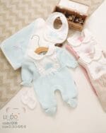 ⁦طقم مستشفى قطيفة شتوى مواليد بنات  lindo 1208⁩ - الصورة ⁦2⁩