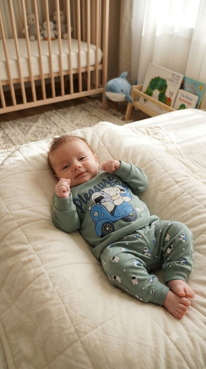 photo_٢٠٢٦-٠٩-١٦_٢٠-٠١-٣٦ طقم كم خريفى للمواليد قطن 3-9 شهور - الصورة 1