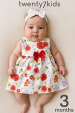 ⁦فستان بناتى صيفى مزهر بفيونكة 3-18 شهر   بامبر 80477⁩ - الصورة ⁦4⁩