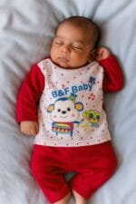 بيجامه قطن مواليد كم 0-3 B&F BABY