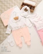 طقم 4 قطع قطيفة مواليد بنات شتوى 1207 lindo