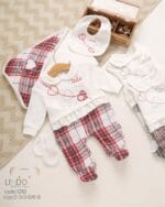 طقم  مواليد بنات 4 قطع قطيفة Lindo 1210