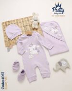 طقم للمواليد سالوبيت و كوفرتة وايس كاب و جوانتى 4067 pretty baby