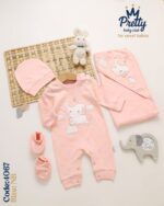 ⁦طقم للمواليد سالوبيت و كوفرتة وايس كاب و جوانتى 4067 pretty baby⁩ - الصورة ⁦2⁩
