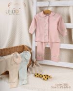 ⁦طقم قطن كم مواليد 0-9  خريفى Lindo 1303⁩ - الصورة ⁦2⁩