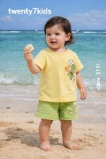 طقم شورت بنات 1/2 كم 2111 Bebo