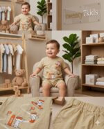 ⁦طقم شورت سوت  مواليد براسولا vbaby1438⁩ - الصورة ⁦2⁩
