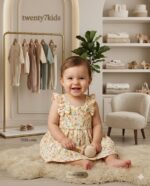 ⁦فستان بنات  قطن خروج mini baby 7558⁩ - الصورة ⁦3⁩