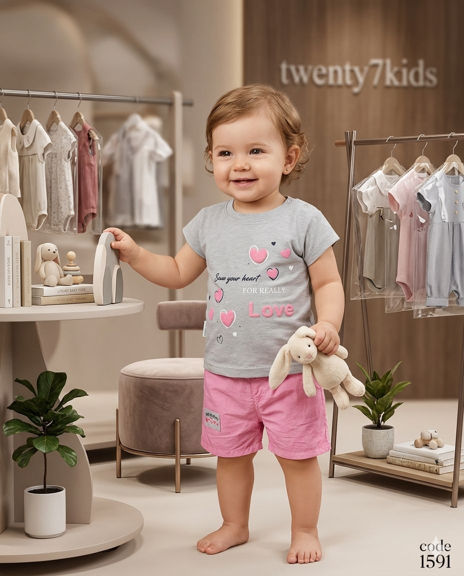 photo_2026-04-25_16-36-12 طقم خروج بنات صيفى love 1591 v-baby شورت براشوت سادة - الصورة 1