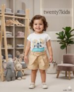 طقم خروج بنات صيفى relax1585 v-baby  شورت براشوت استرس