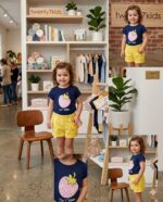 ⁦طقم خروج بنات صيفى jetaim1507 v-baby  شورت قطن سمر ملتون سادة⁩ - الصورة ⁦3⁩