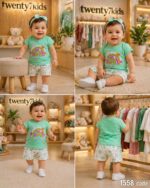 ⁦طقم خروج بنات صيفى   1558 v-baby  شورتenjoy براشوت مطبوع⁩ - الصورة ⁦3⁩