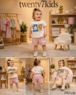 ⁦طقم خروج بنات صيفى  life 1312 v-baby  شورت براشوت⁩ - الصورة ⁦3⁩