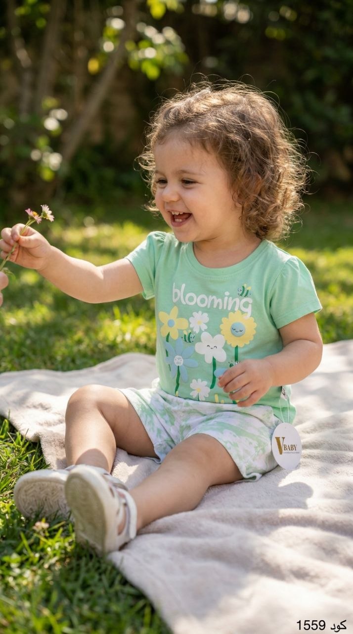 photo_2026-05-31_21-23-27 طقم خروج بنات صيفى 1559 v-baby شورتblooming براشوت مطبوع - الصورة 1