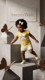 ⁦طقم خروج بنات صيفى   1558 v-baby  شورتenjoy براشوت مطبوع⁩ - الصورة ⁦5⁩