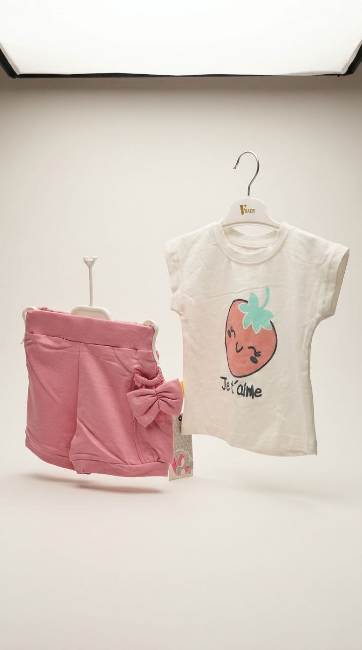 photo_2026-07-23_21-28-58 طقم خروج بنات صيفى jetaim1507 v-baby شورت قطن سمر ملتون سادة - الصورة 1