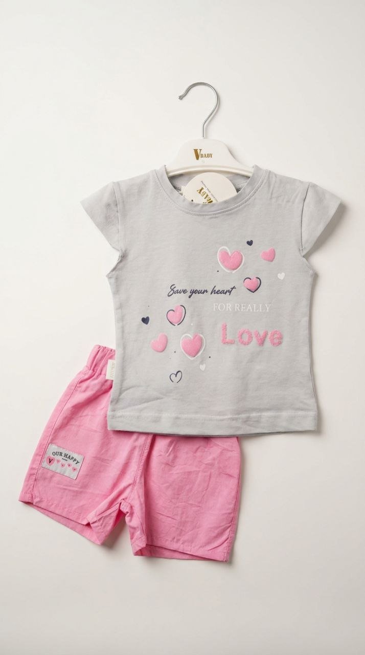 photo_2026-07-24_20-00-04 طقم خروج بنات صيفى love 1591 v-baby شورت براشوت سادة - الصورة 1