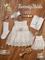 ⁦فستان سبوع 4 قطع 622 pretty baby club فراشة⁩ - الصورة ⁦2⁩
