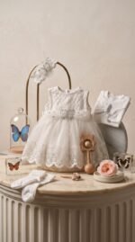 فستان سبوع 4 قطع 622 pretty baby club فراشة