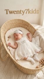 ⁦فستان سبوع 4 قطع 622 pretty baby club فراشة⁩ - الصورة ⁦5⁩