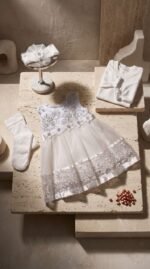 فستان سبوع 4 قطع 623 pretty baby club