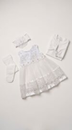 ⁦فستان سبوع 4 قطع 623 pretty baby club⁩ - الصورة ⁦3⁩